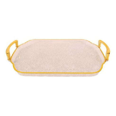 TRAY CLEAR W/DESIGN&GOLD EDGES